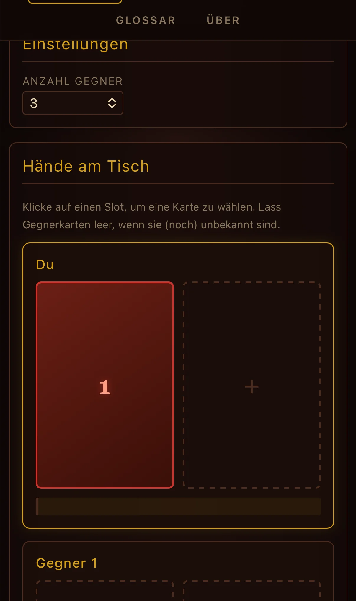 Duo Analyzer Mobile — card picker modal