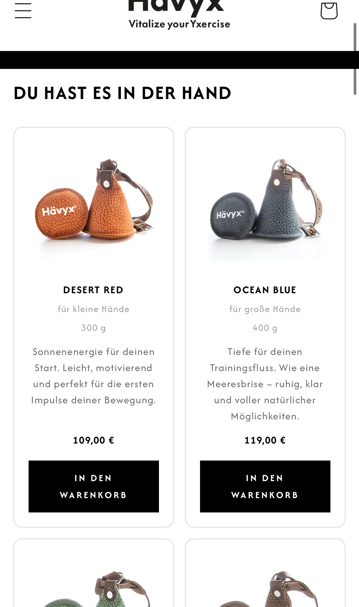 Hävyx Mobile 04 — product range — Web design 2024 by Carsten Sachse