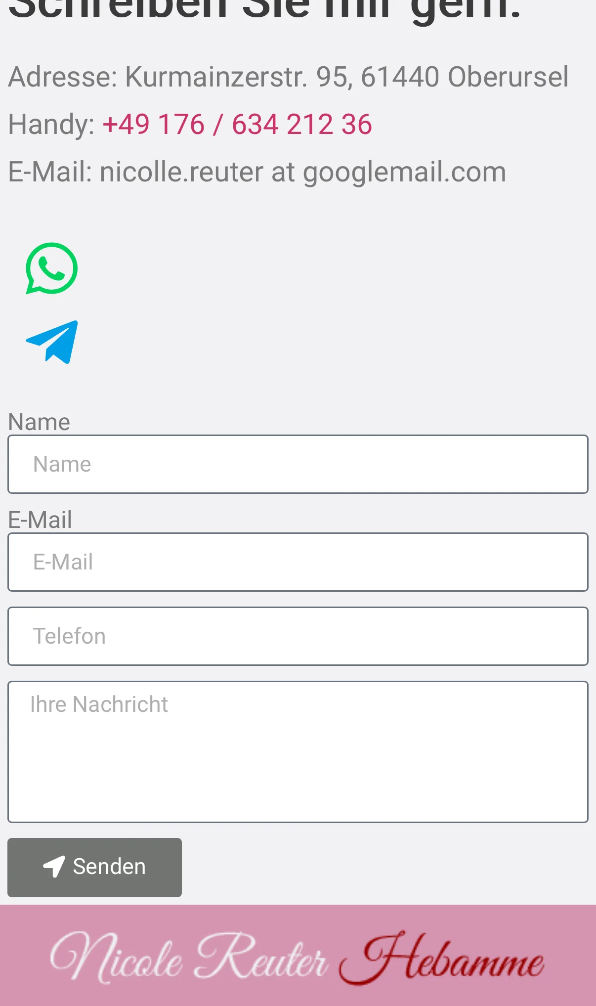Hebamme Oberursel mobile — contact form