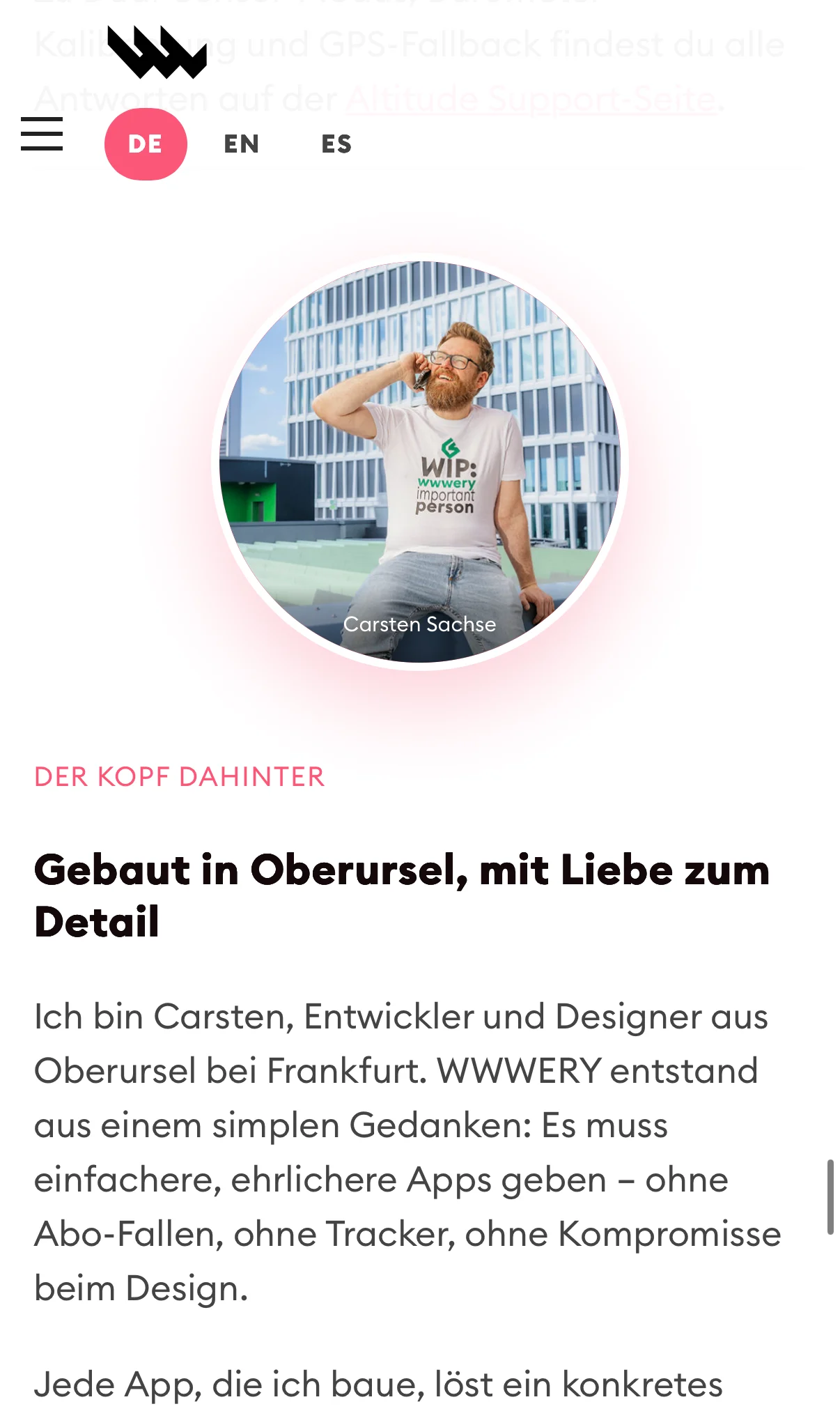 Wwwery Good Apps Mobile — about carsten