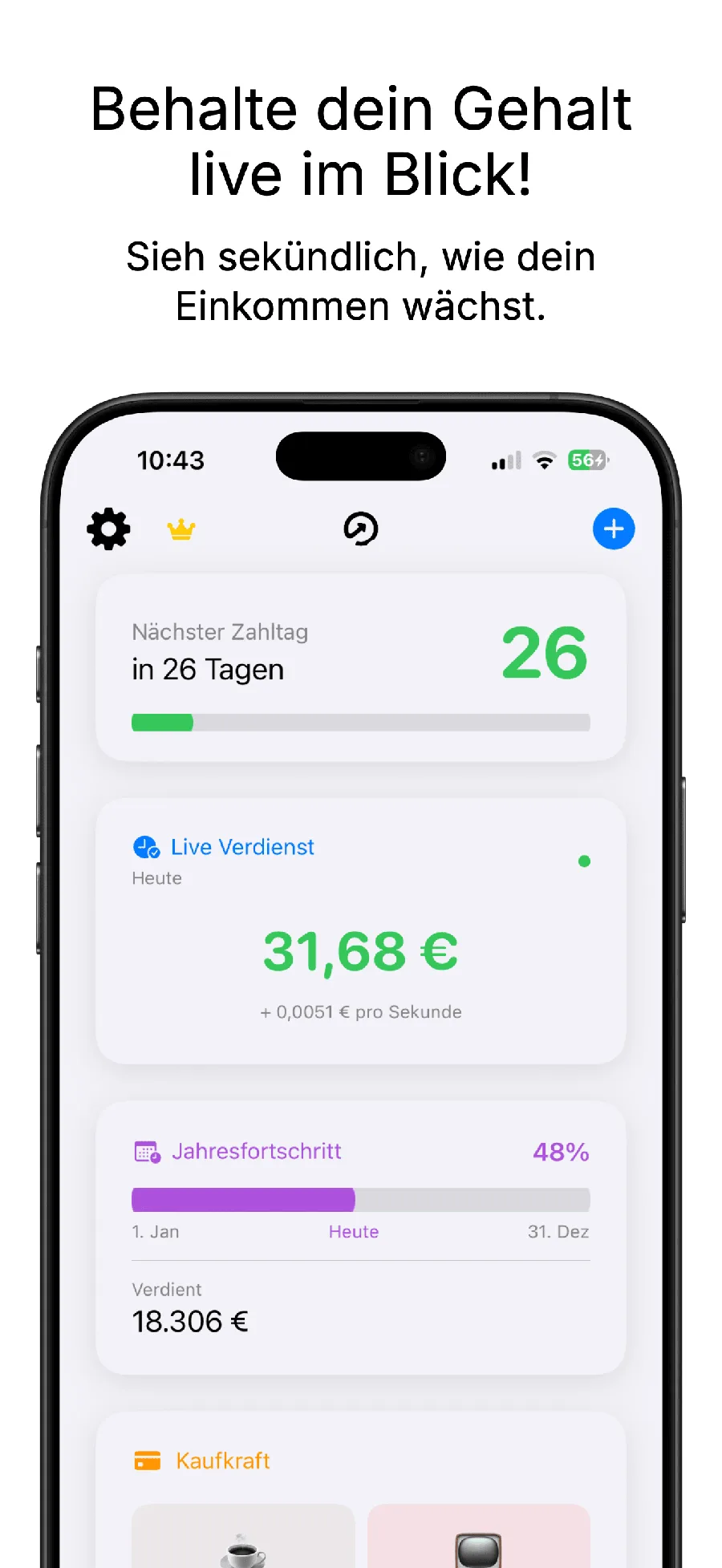 Good Salary App – Live-Verdienst sekundengenau