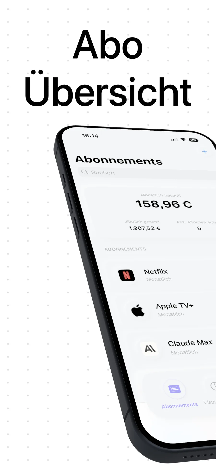 Subora App – Abo-Übersicht mit Monatskosten
