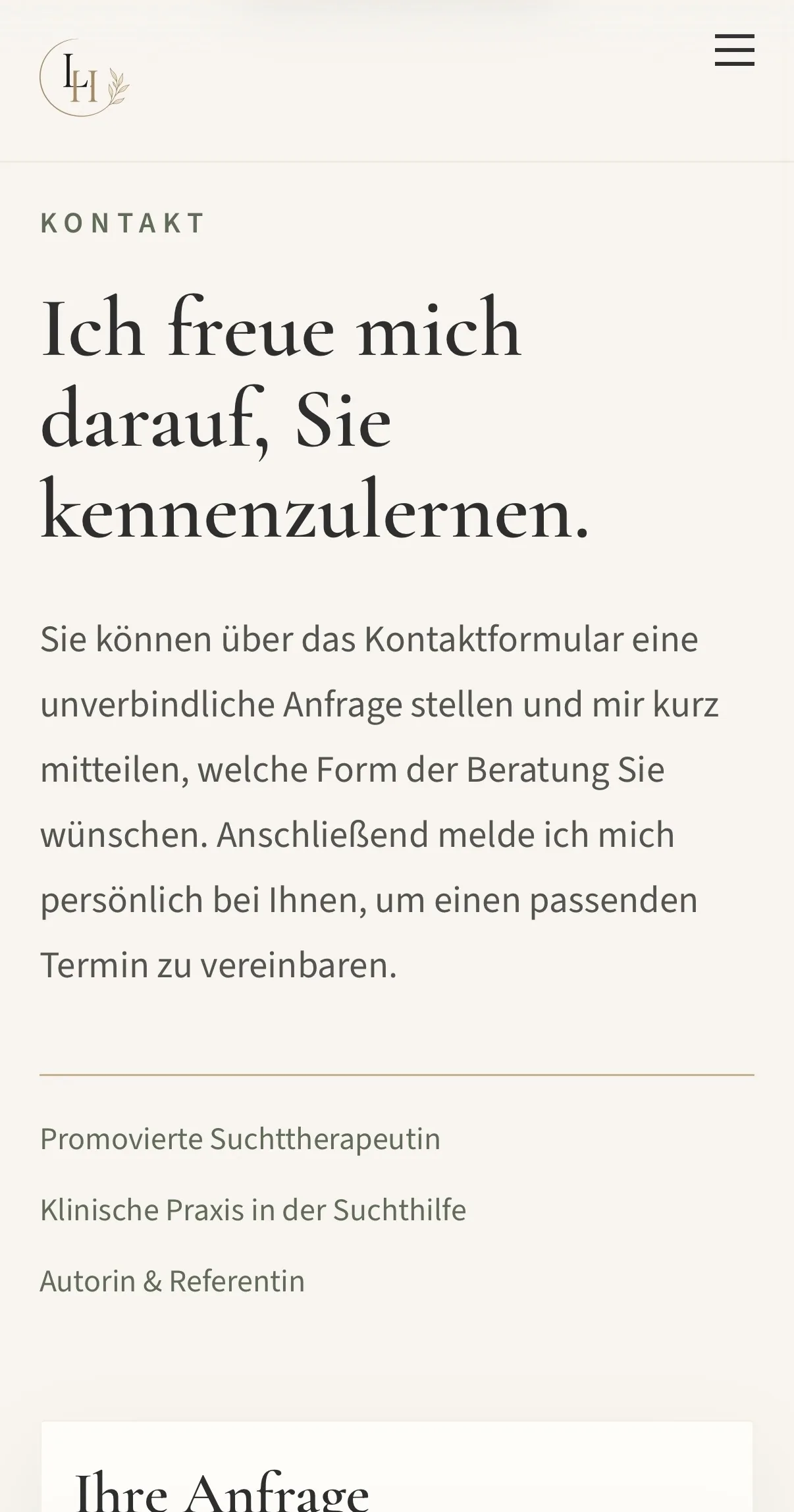 Kontaktseite mobil: Ich freue mich darauf, Sie kennenzulernen