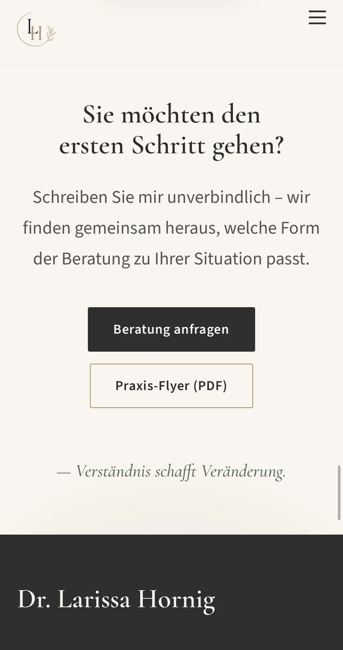 Abschluss-CTA mobil: Sie möchten den ersten Schritt gehen?