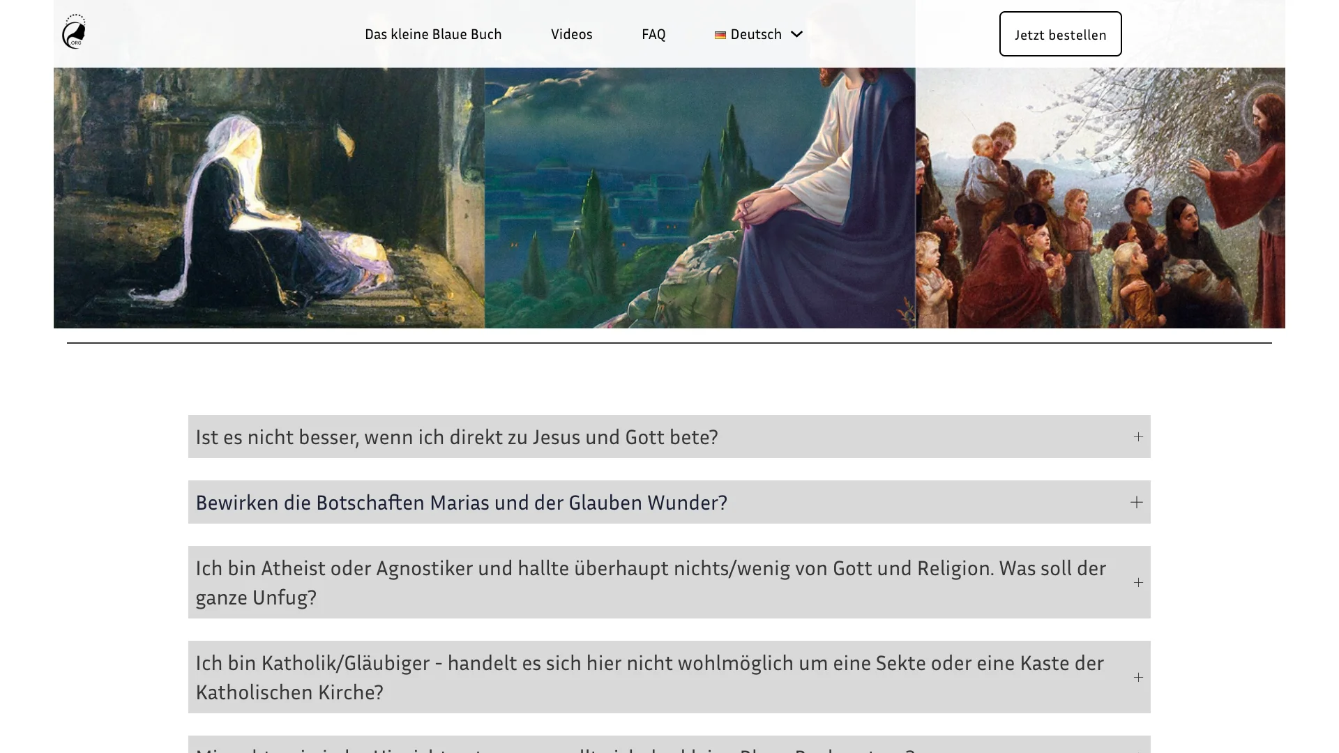 olmoms.de — Galerie sakraler Gemälde und FAQ-Akkordeon